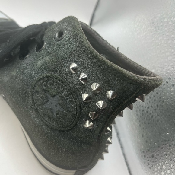 Converse All Star High tops Women’s Size 7 Grey Suede Leather Studded Sneakers - Picture 10 of 10